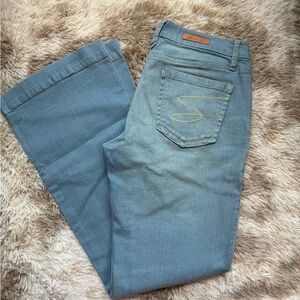 Vintage Sz 32 Seven7 Jeans Flare Trouser Waist Stretch Light Wash Jeans